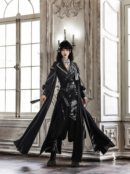Dragon-Embroidered Han Ensemble with Corset & Trousers - Unknown Star