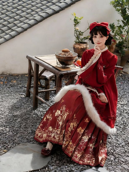 Pins Floral Skirt Han + Red KC Embroidery Warmers Brooch OP Horse-face Leg Bow Lolita