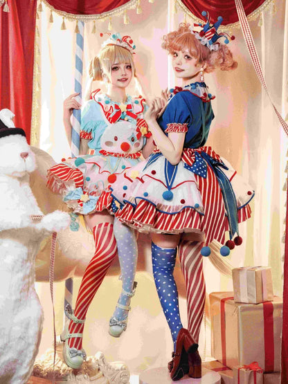 Dark Blue&Red / Green&Orange Pastel Clowncore Hat