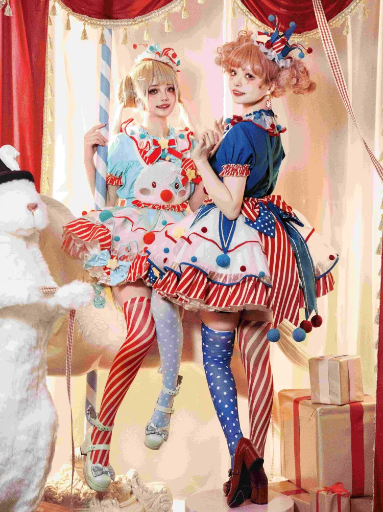 GrünOrange Zirkusstrümpfe BlauRot / Dunkel