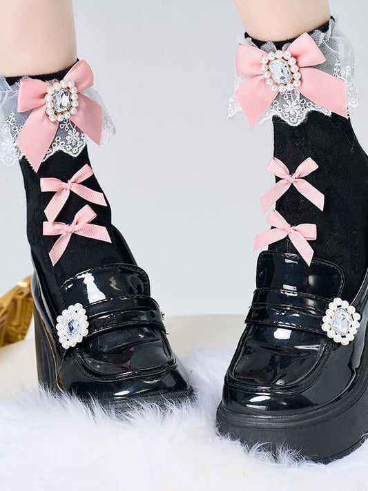 Kei Jirai Colors Trim 6 Lace Socks Bow Decoration Rhinestone