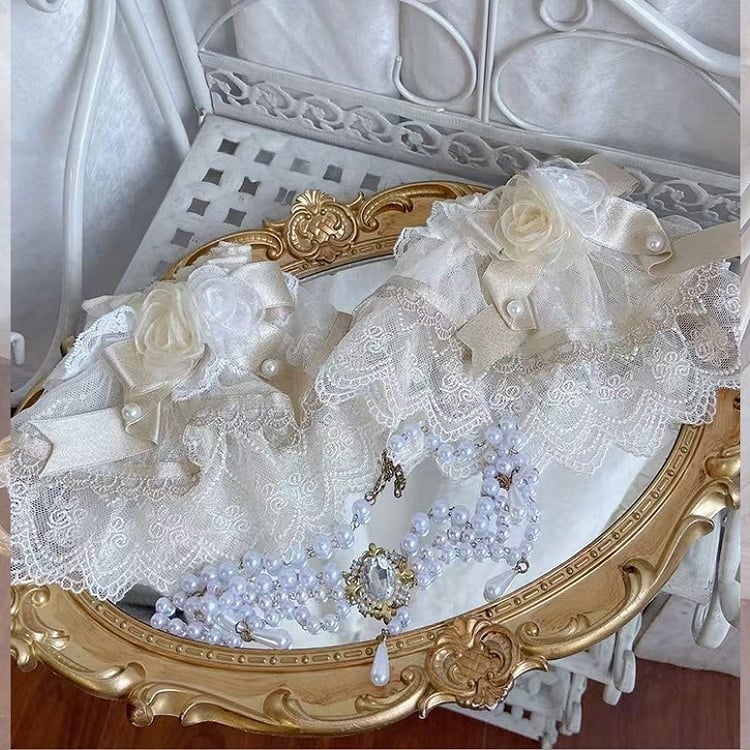 Cuffs Lace Lolita Wrist Flower Bow Decorated