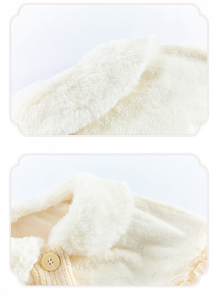 Plüsch-Cardigan, cremefarben, winterweiß, gemütlicher Kragenpullover