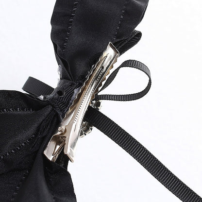 Haarspangen Schwarz Jirai Kei Strass Verziert Bowknot