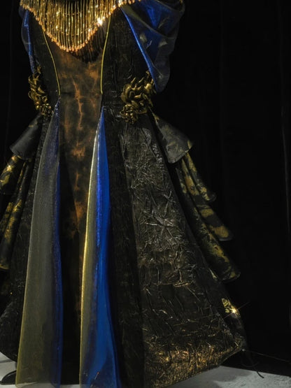 ブラック＆ゴールドゴスローズピンマーメイドスカート