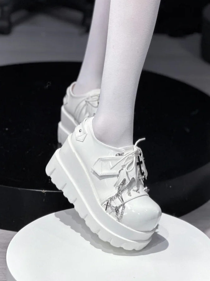 Decor Shoes Polished Closure Punk Hybrid - White Platform Wings