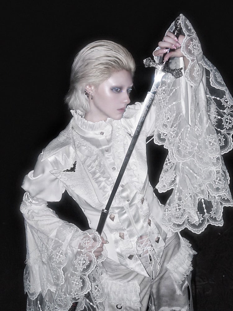 Ouji All Weste Bell White Shirt Tail - Lang + Gothic Set Fashion Lolita Ärmel