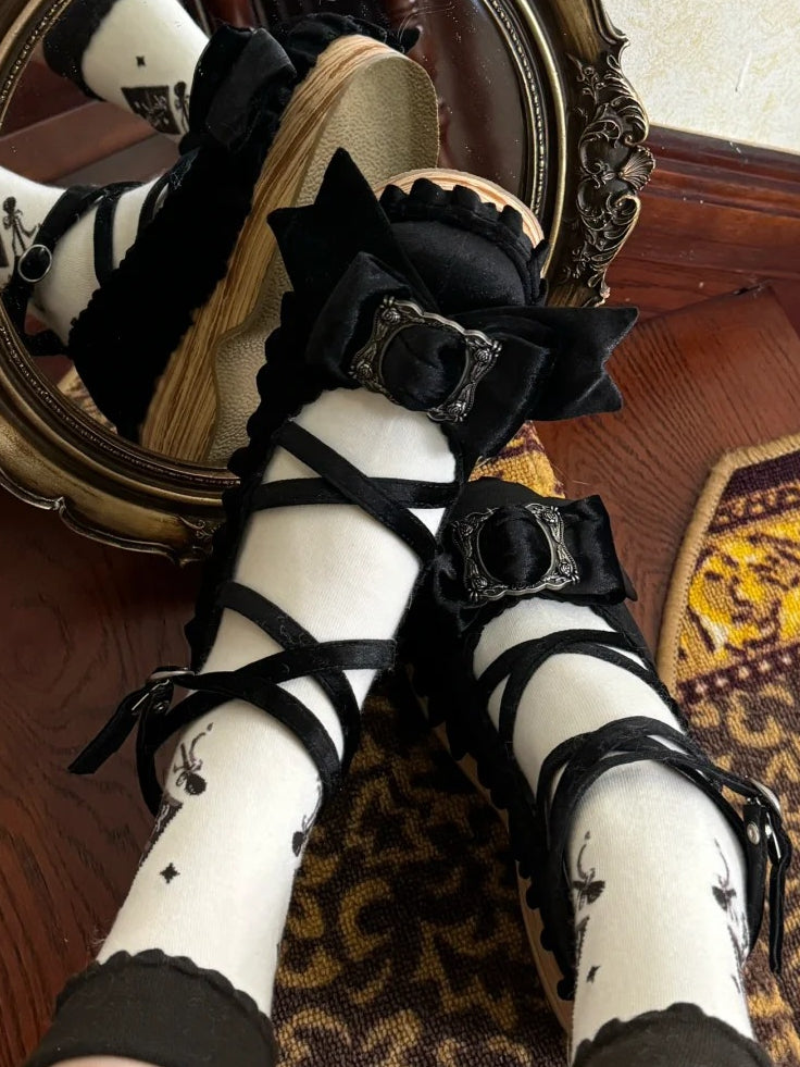 Black PU Sweet - Platform Shoes Design Crisscross