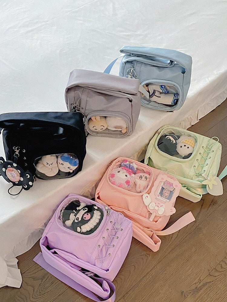 Transparent Pocket Ita Bag with Wide Straps