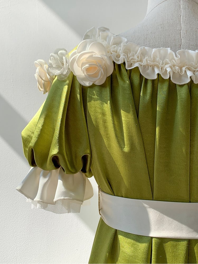 Details Maxi Empire Green Bead Waist Lolita Dress One Elegant