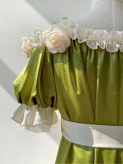 Details Maxi Empire Green Bead Waist Lolita Dress One Elegant