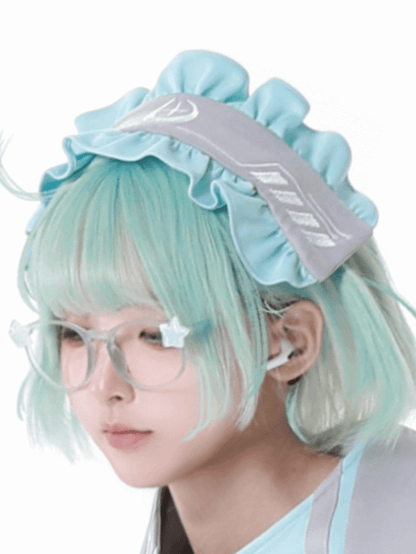 Moon Star Green and Embroidery Gray Hairband