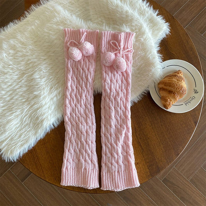 Lolita Warmers (6 Pom-Pom Cable-Knit Style Leg Colors)