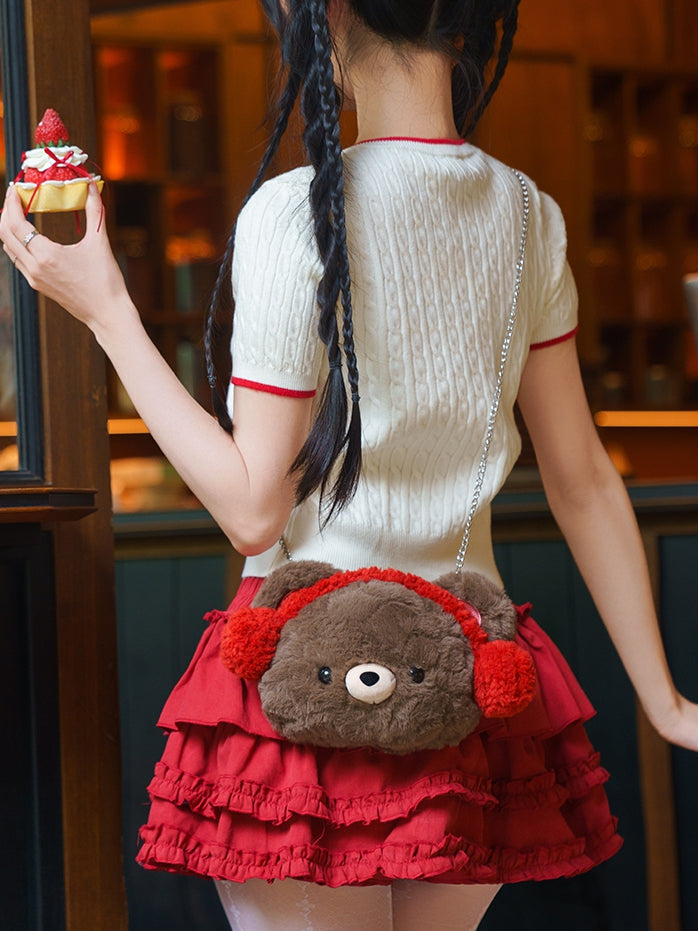 And Letter Suede Star With Backpack Detachable BlueBrown Bear A Embroidery Plushie