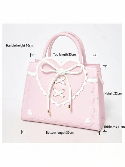 Black Lace-up Heart Lolita Bag - Yuni Fairy