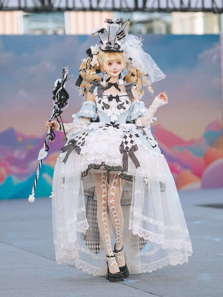 Alice in Wonderland Off-Shoulder Lolita Dress with Playing Card Appliques - Hinana Queena