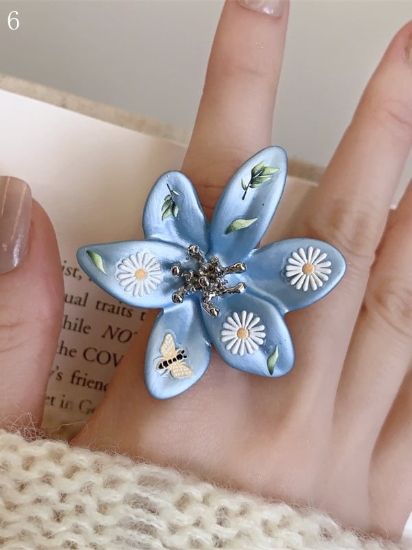 8 Bittersweet Butterfly And Ring Blue Floral Design Y2K Options
