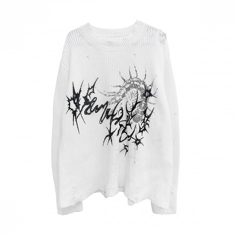 Dark Sweater Design White/Black with Gothic Centipede Aesthetic