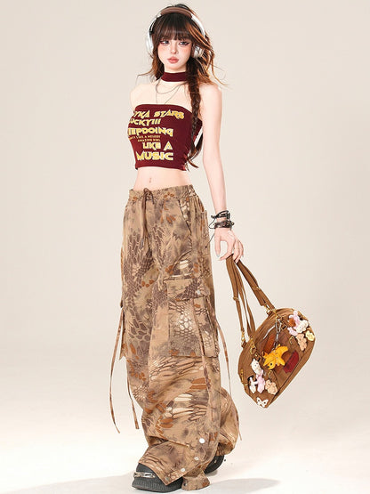 Buchstaben-Top Bittersweet Print Ärmellos Glamorous Rot/Schwarz/Blau