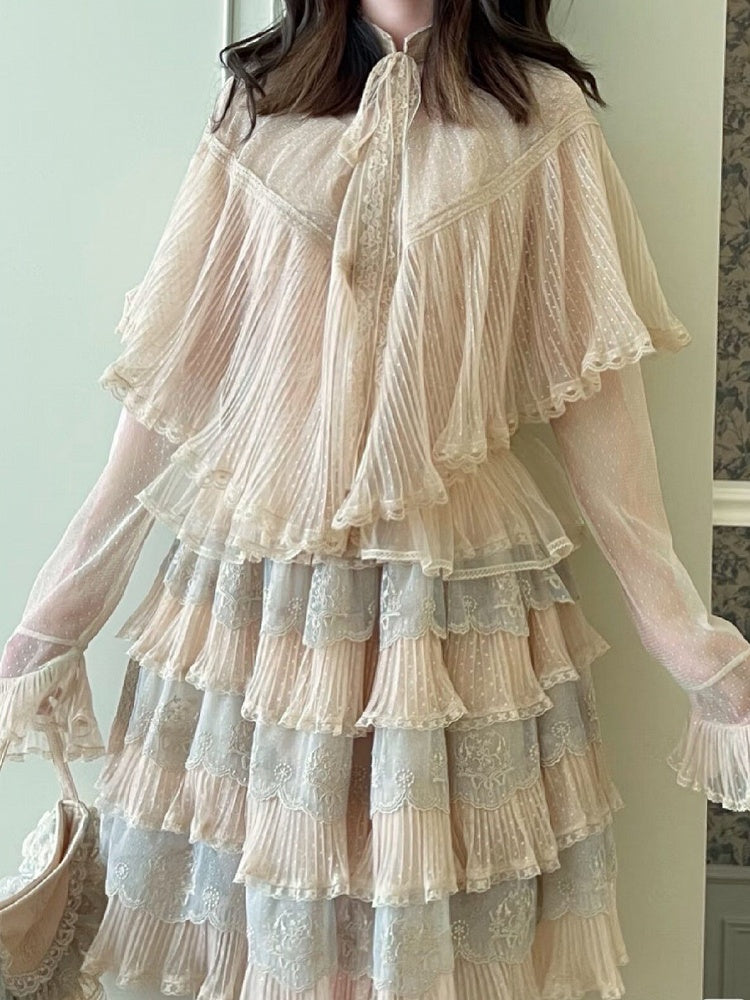 Beige Elegant Details Striped Lolita Shawl