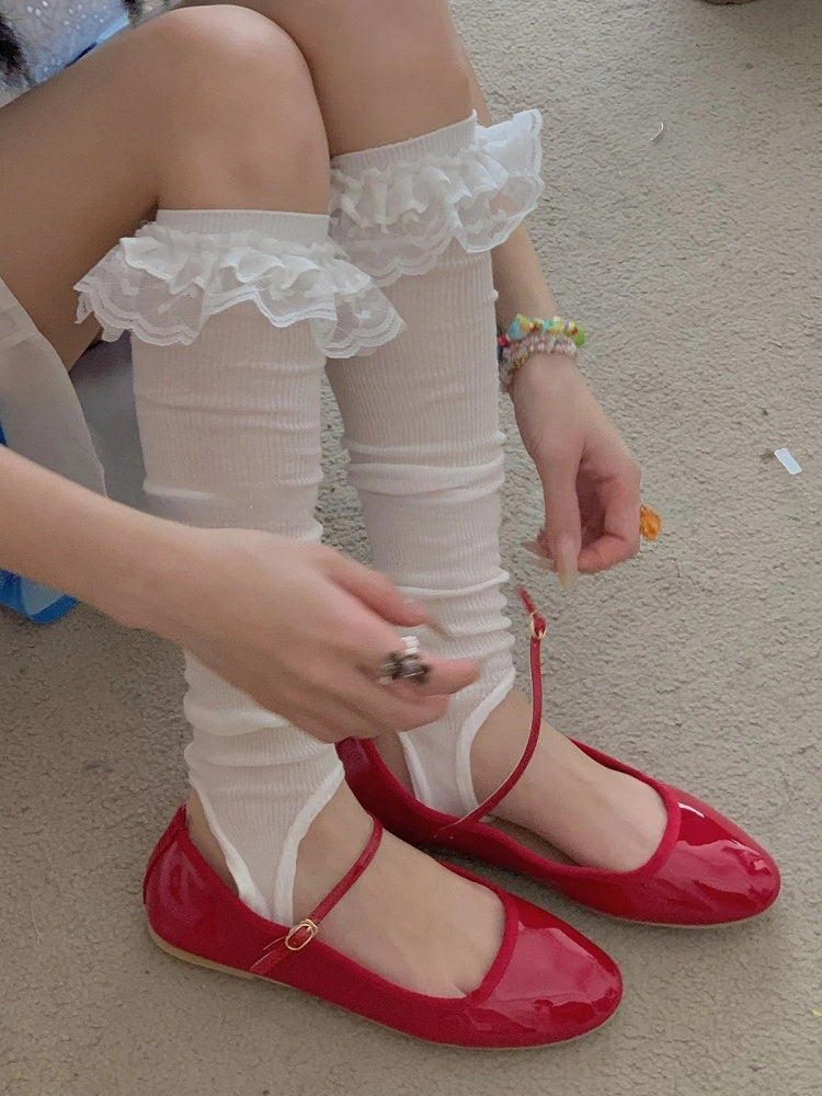 Foot-Loop (Sweet Playful Socks Lace Ruffle Style) Calf