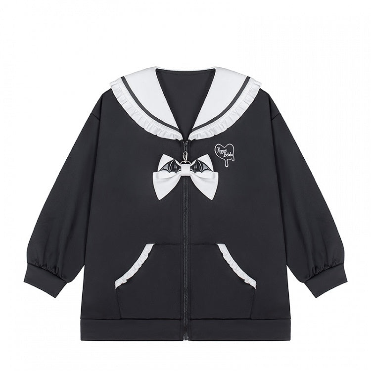 Jacket Collar Look Kei Edgy Academic White Jirai Sweet - Black Sailor