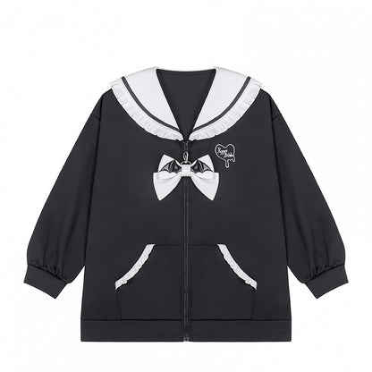 Jacket Collar Look Kei Edgy Academic White Jirai Sweet - Black Sailor