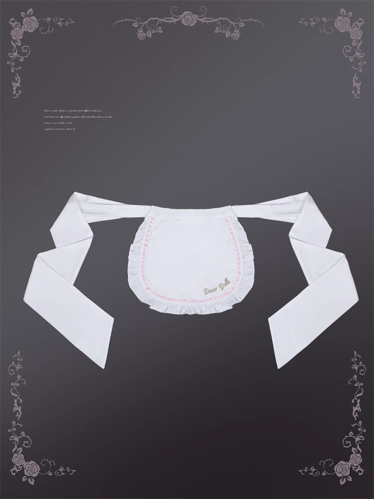 ホワイトのセルフタイとロリータピンクのエプロン