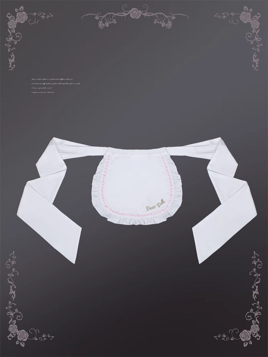 ホワイトのセルフタイとロリータピンクのエプロン