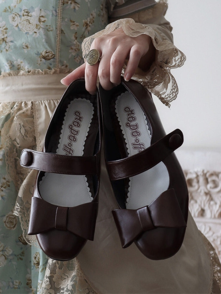 Slip-in Elegant Design Fit - Brown Shoes Adornment Low-heel Bowknot