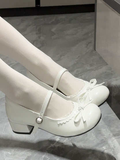 Runde Zehenpartie Lolita - Mary Schuhe Niedriger Absatz Jane Sweet