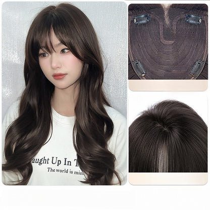 前髪65cmのウィッグ ウェーブヘア ブラウン