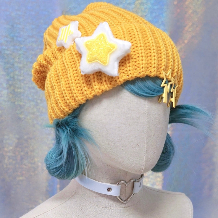 Star Knitted Design Yellow Hat