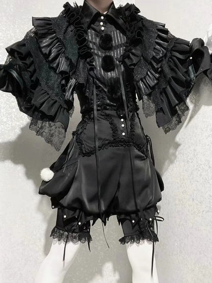 Pointed Clown - Ouji Black Outfit Vibes Collar Lolita Circus