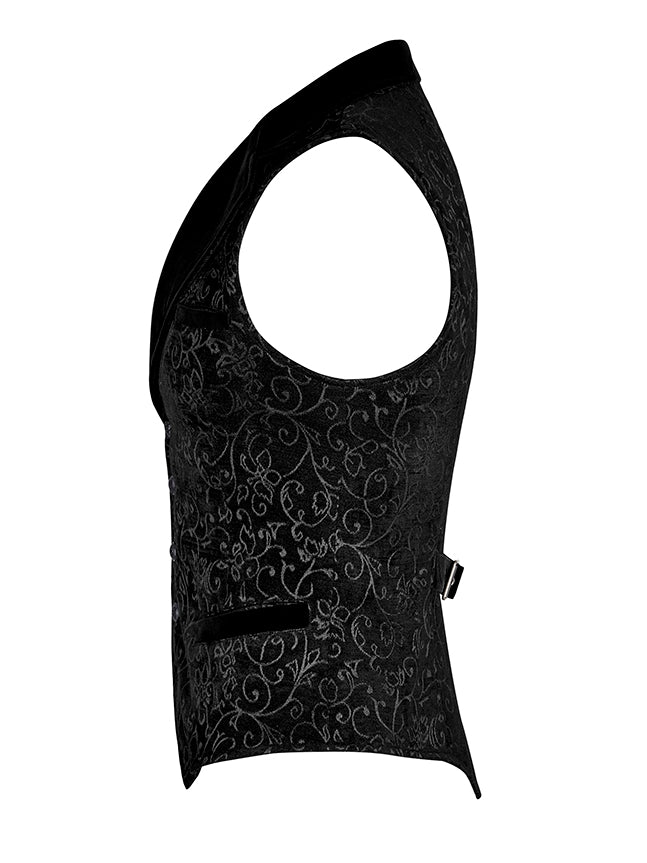 Black Vest Jacquard Steampunk Men's Vintage