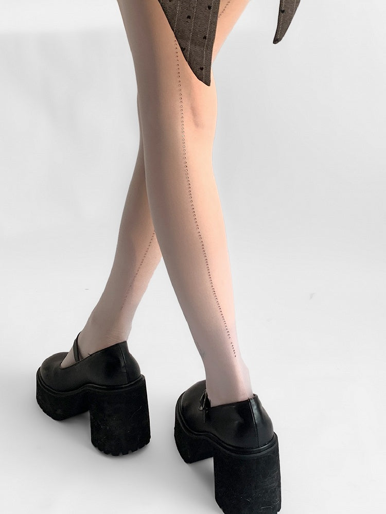 Rhinestone Tights Black/White Decorated