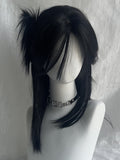 Black Above Bust Length Straight Synthetic Wig With Bangs