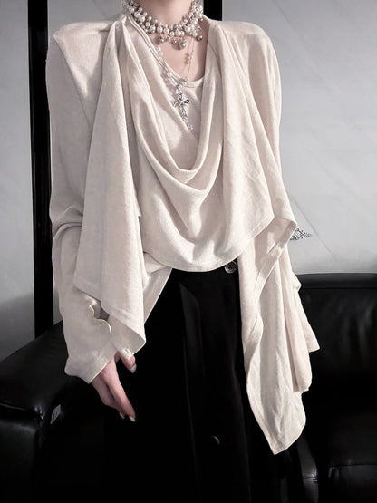 Top Short/Long Elegant Neckline Apricot - Lolita Scarf Ouji Sleeve