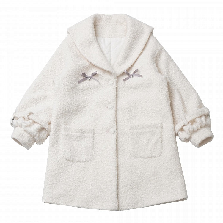 ホワイトクリスマス リボンディテール フリースコート