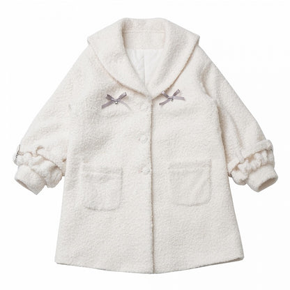 ホワイトクリスマス リボンディテール フリースコート