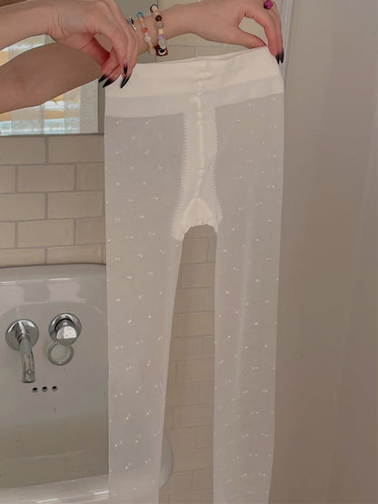 Tea/White Polka-Dot Tights Pattern Black/Black