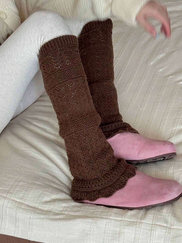 Knit White/Pink/Coffee/Gray/Black Warmers Leg
