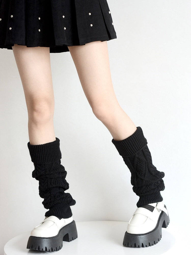 5 Colors Cuffed Cable Knit Leg Warmers
