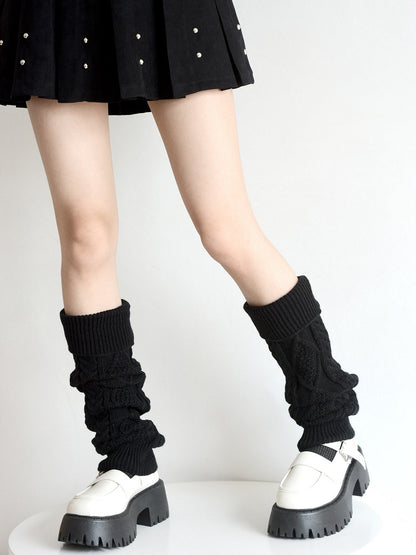 5 Colors Cuffed Cable Knit Leg Warmers