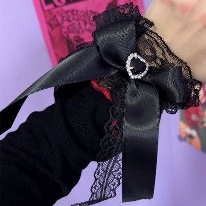 カフス ケイ レース 蝶結び リストトリム ジライ ピンク/ホワイト/ブラック