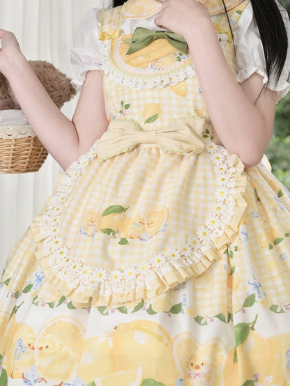 Pattern Lemon Yellow and Chick Gingham Print Apron