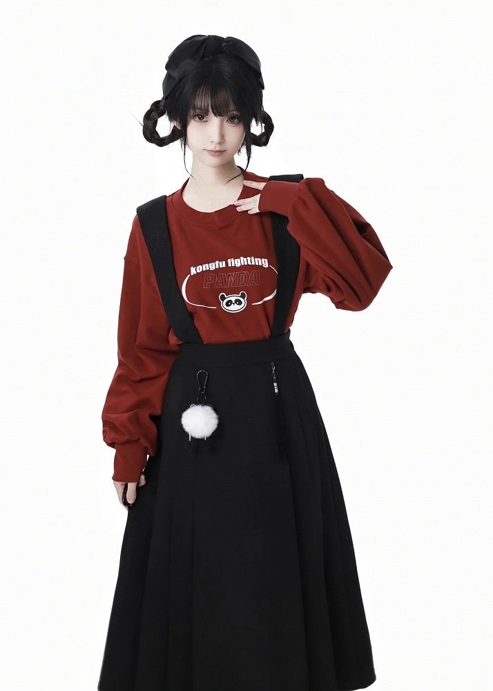 レッサーパンダプリント クロップド スウェットシャツ