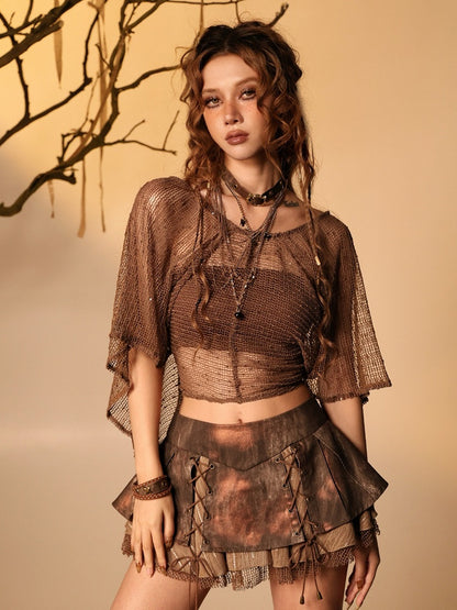 Asymmetric Mesh Cover-Up with Butterfly Choker - Virtual Orbit