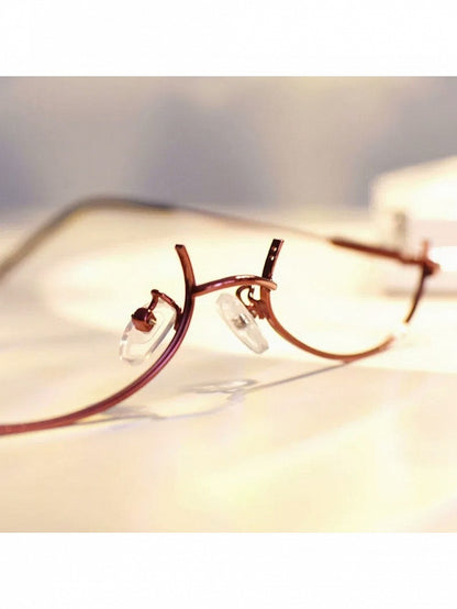 Punk Wine Red Half-Frame Glasses - Mr. Cat