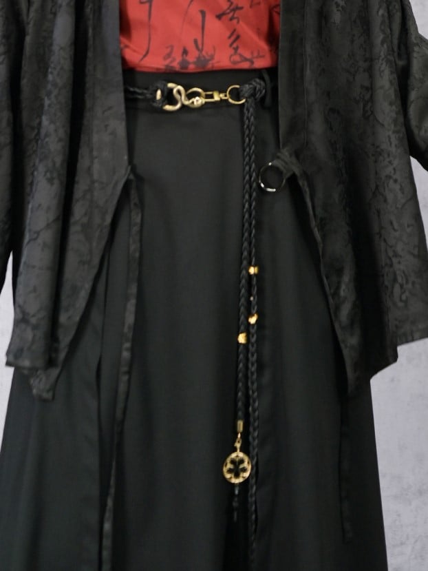 Gothic Tassels Clasp 3D Cheongsam with Metal Black Snake Belt